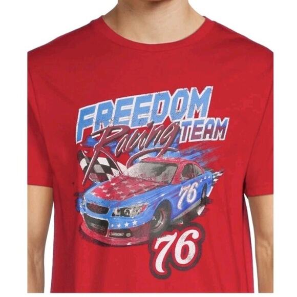 Patriotic Freedom Racing Team 76 Auto T-Shirt Tee New Men's Sz L Large 42-44 - Picture 1 of 4